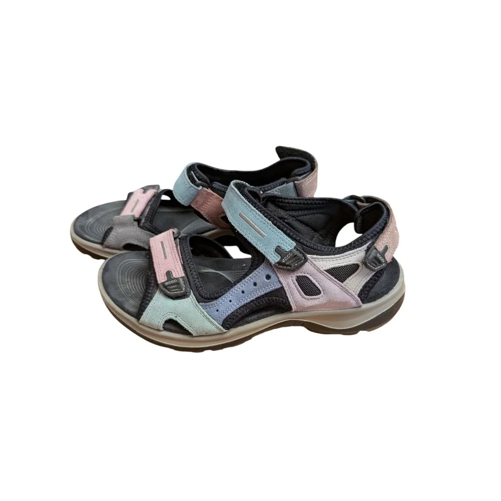 ECCO Yucatan Womens Sandals Multi Color Pastel Suede Hiking Walking Strappy 40 - Picture 2 of 9
